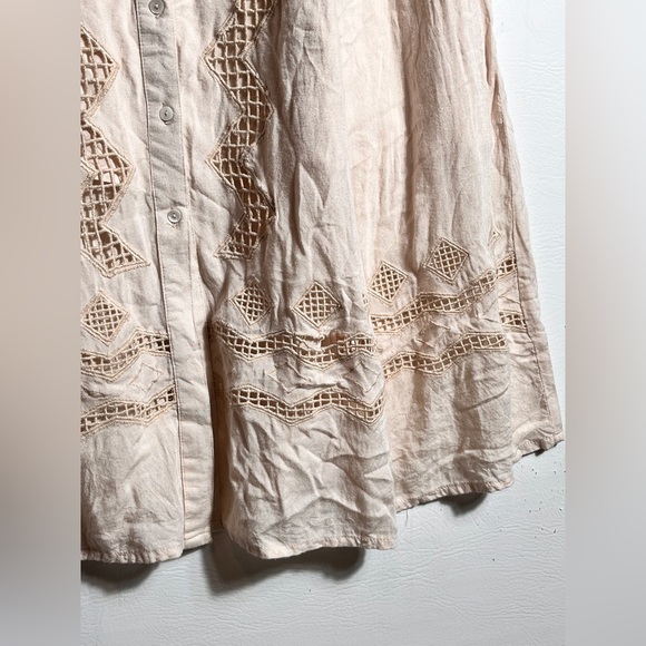 Tularosa Long Embroidered Cream Layered Skirt sz Small - Picture 5 of 11